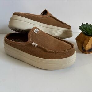 Hey Dude Brown Suede Mules